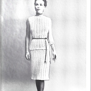 Vintage Crochet Lace Look 2 Piece Skirt and Top Set Digital Pattern Sizes 31, 34, 37