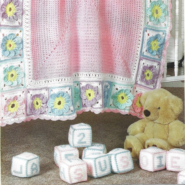 Vintage Little Princess Crochet Baby Blanket and Block Set Digital Pattern