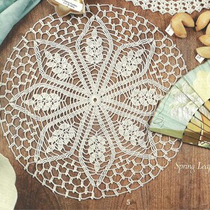 Vintage Crochet Spring Leaf 14.5 inch Doily Digital Pattern