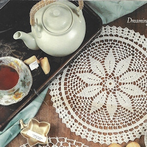 Vintage Crochet Dreamy Dahlia 14-inch Doily  Digital Pattern