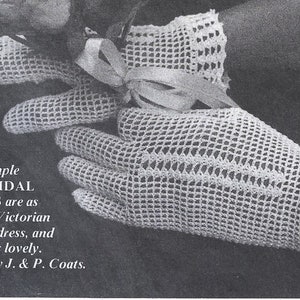 Vintage Crochet Bridal Gloves Digital Pattern woman&#39;s size medium