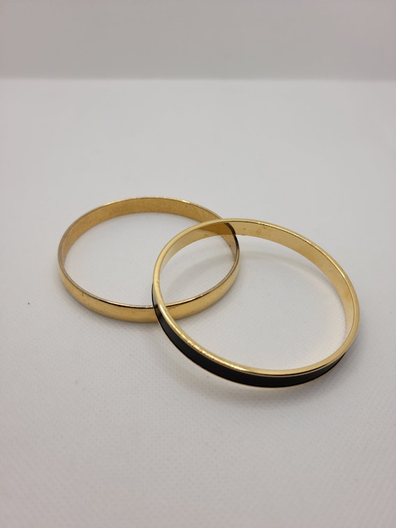 Set of 2 Vintage Monet Gold Tone Bangles, Gold and