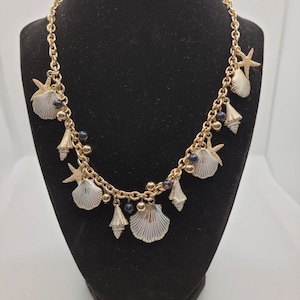 Vintage &#39;1990&#39;s Talbot Bib Fashion Gold Tone Nautical Charm 18-inch Necklace + extender