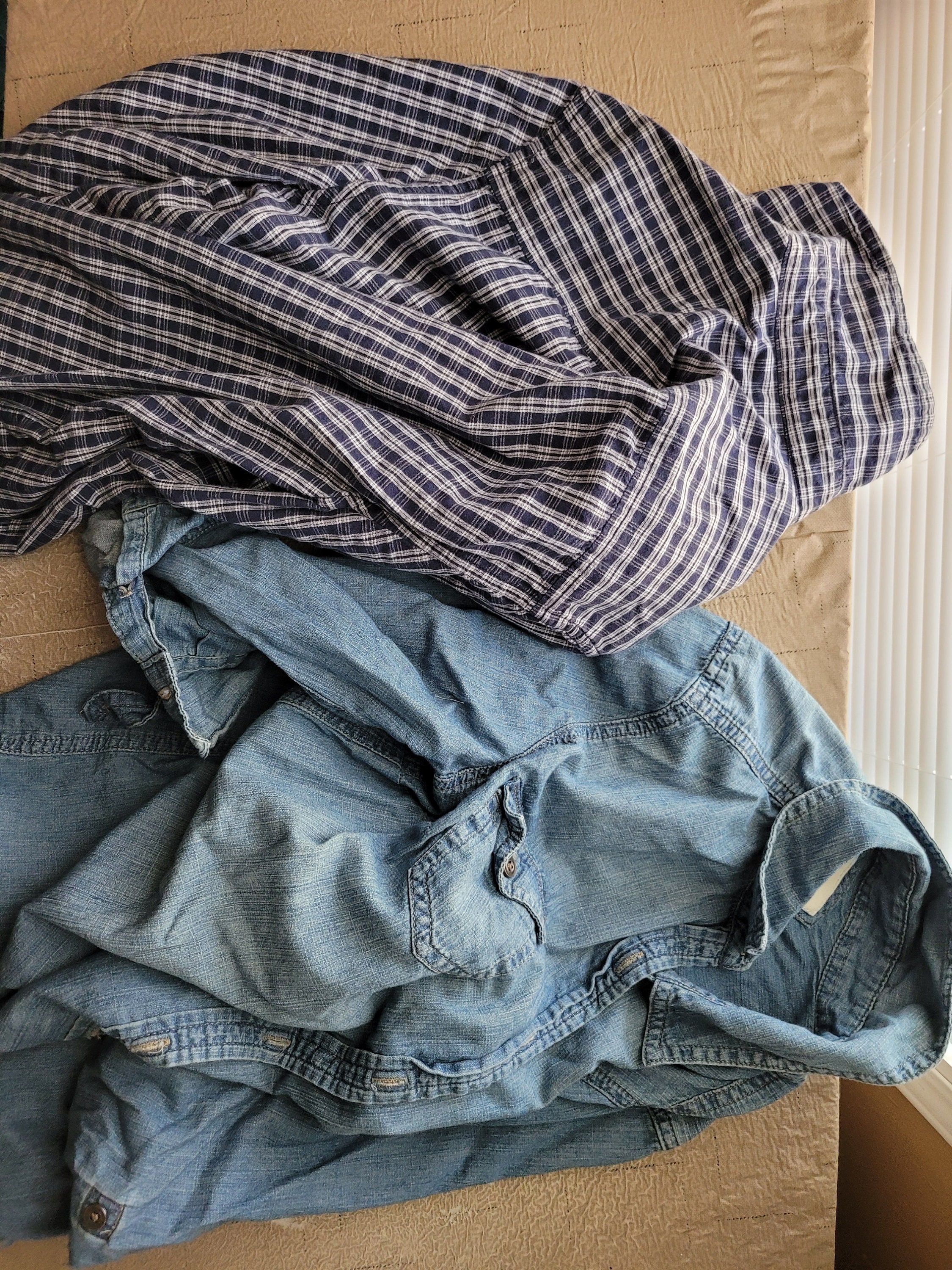 Women's Vintage Denim & Plaid Combo Shirt With Lace Trim Size Small Etsy UK