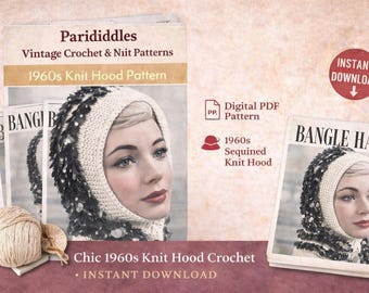 Patrón de gorro de crochet vintage: gorro brazalete de los años 60 (PDF) - Descarga instantánea