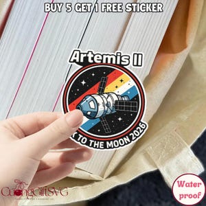 Pegatina o imán del lanzamiento del cohete Artemis II 2026, pegatina "Volvemos a la maldita luna", sudadera con capucha de exploración espacial, regalo científico