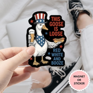 Sticker This Goose Is Los Rood Wit en drank/automagneet, sticker grappig patriottisch bier, sticker 4 juli gans, sticker VS drinken