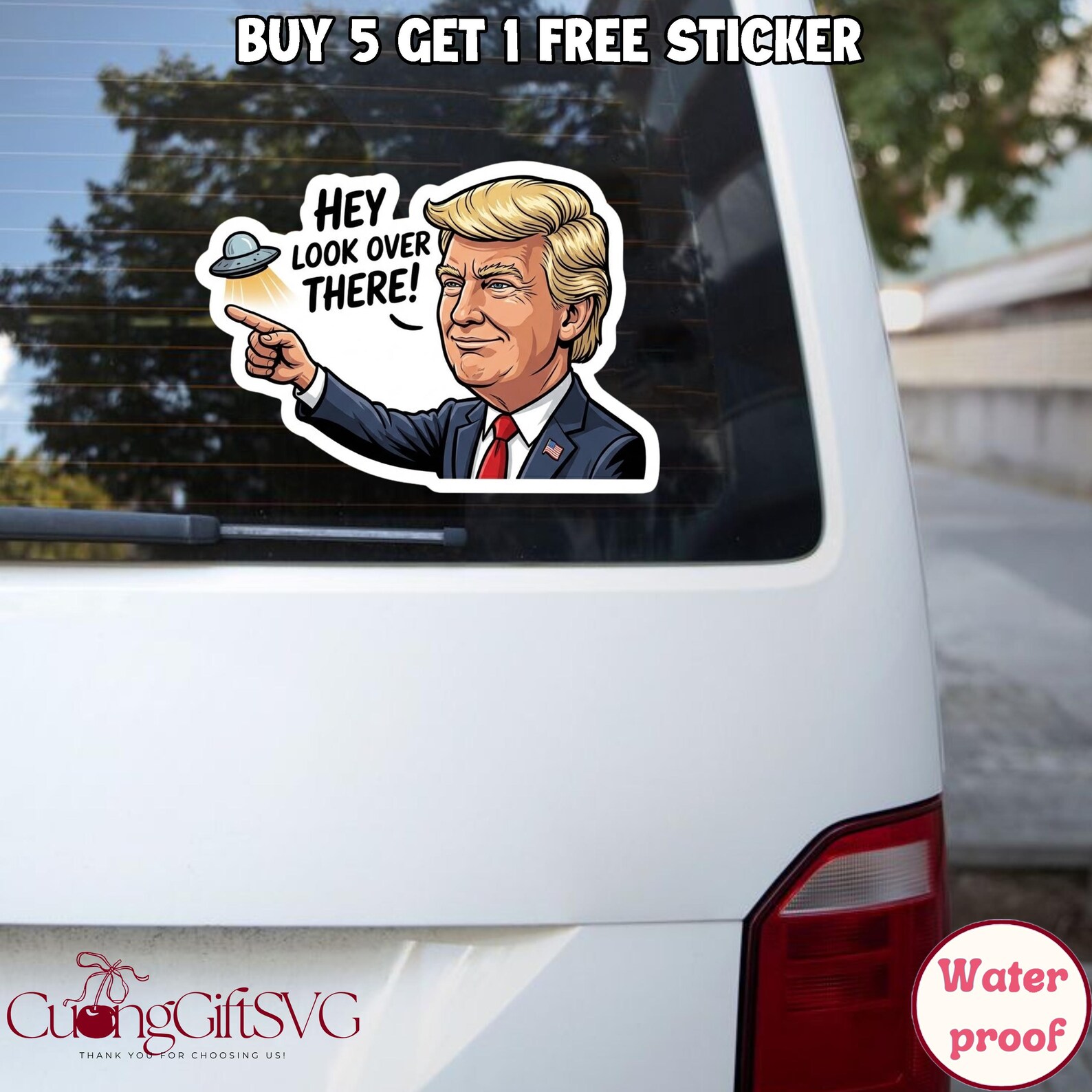 Pegatina o imán de meme político anti-Trump, pegatina de ovni, pegatina ...