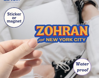 Zohran For Mayor NYC New York Election Sticker/CarMagnet, Mamdani for Mayor, Zohran Stickers, NYC Mayoral Race, Mamdani Vote