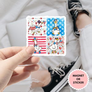 Vatertianischer Gans Aufkleber-Magnet-Set, 4. Juli Enten-Abziehbilder, lustiger Bauernhof-Tier USA-Aufkleber, Unabhängigkeitstag-Automagnet, Land-Stolz-Geschenk