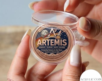 Artemis II Mission Commemorative 2D Coin,NASA Space Exploration Gift, Silver Challenge Coin, Moon Landing Memorabilia, Space Enthusiast Gift