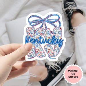 Floral Coquette Bow Kentucky Amerika 4. Juli USA Aufkleber,Patriotic Bögen Coquette Aufkleber, niedlicher USA Bogen Aufkleber, Unabhängigkeitstag Aufkleber