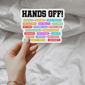 Hands Off Protest Anti Trump Aufkleber, Don't Touch Aufkleber, Protest Vinyl Aufkleber, Schutz des politischen Aktivismus Medicare soziale Sicherheit