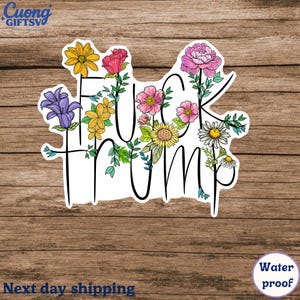 Floral FDT Sticker/Car Magnet, Vinyl Sticker, Subtle F Trump Sticker, Anti Trump Sticker, Political Feminist Gifts, Liberal Democrat Sticker