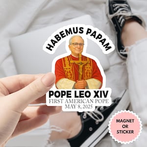 Adesivo do Papa Leão XIV de Robert Prevost, Adesivo Religioso, Adesivo de Vinil Católico do Primeiro Papa Americano, Que a Paz Esteja com Todos, Eleição Papal 2025
