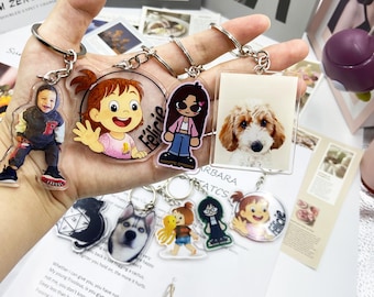 Custom Photo Keychain, Cat Picture Keychain with Picture, Custom Acrylic Charm,Logo Printing Keychain,Keychain,Family Photo Keychain