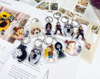 Custom Photo Keychain, Cat Picture Keychain with Picture, Custom Acrylic Charm,Logo Printing Keychain,Keychain,Family Photo Keychain