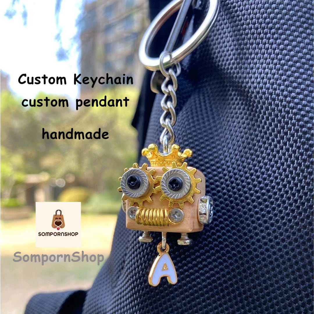 Custom Letter Keychain,diy Steampunk Robot Keychain,handmade Cyberpunk ...