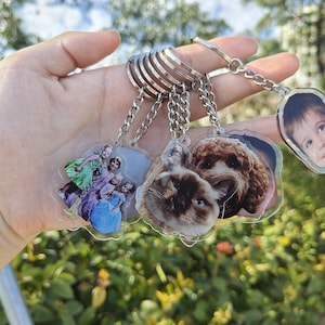 Benutzerdefinierte Foto Schlüsselbund, personalisierte Haustier Porträt Schlüsselanhänger, benutzerdefinierte Acryl Charme,Logo Druck Schlüsselbund,Schlüsselanhänger,Familien Foto Schlüsselbund