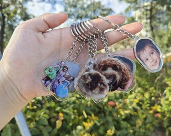Custom Photo Keychain, Personalized Pet Portrait Keyring, Custom Acrylic Charm,Logo Printing Keychain,Keychain,Family Photo Keychain