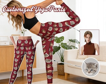 Leggings con foto personalizada, regalo personalizado para entrenamiento de yoga y fitness para mujer, leggings con estampado fotográfico único, el mejor regalo de cumpleaños para ella.