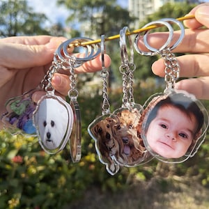 Custom Photo Keychain, Cat Picture Keychain with Picture, Custom Acrylic Charm,Logo Printing Keychain,Keychain,Family Photo Keychain