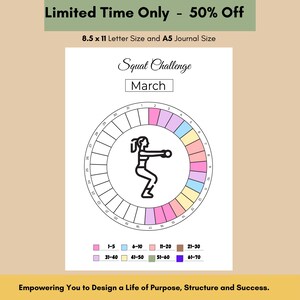 30-dagars knäböjsutmaning Bullet Journal utskrivbar Goodnote Notability Träningsaktivitetsspårare Utskrivbar och kompatibel Daglig vanaträning