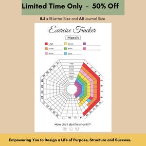 Daily Exercise Tracker Printable Template Bullet Journal Health Self Care Tracker Editable Activity 30 Day Challenge Planner Monthly Goal
