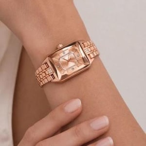 Rose Gold Women Watch, Stainless Steel Quartz Wrist Watch with Zirconia, Elegant Minimalist Watch, Gift for Her