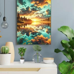 Nature Landscape Wall Art Print, Sunset Reflection on a Lake, Perfect Home Decor, Inspired Wall Decor