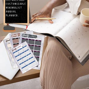 Yearly Planner A4/A5/Letter Size, Minimalist Annual Planner, Year at a Glance Planner, Printable & Fillable PDF Template, Customizable