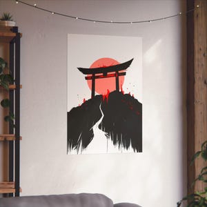 Anime Torii Gate Poster: Japanese Shrine Art Print