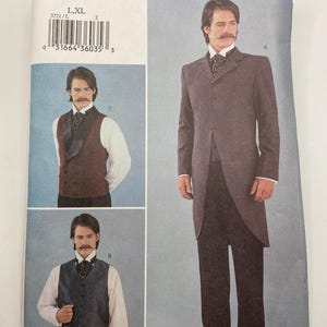 Butterick 3721 Making History Men&#39;s Victorian/Edwardian Costume Sewing Pattern Cutaway Jacket & Vests Sz L-XL Formal Wedding Cosplay