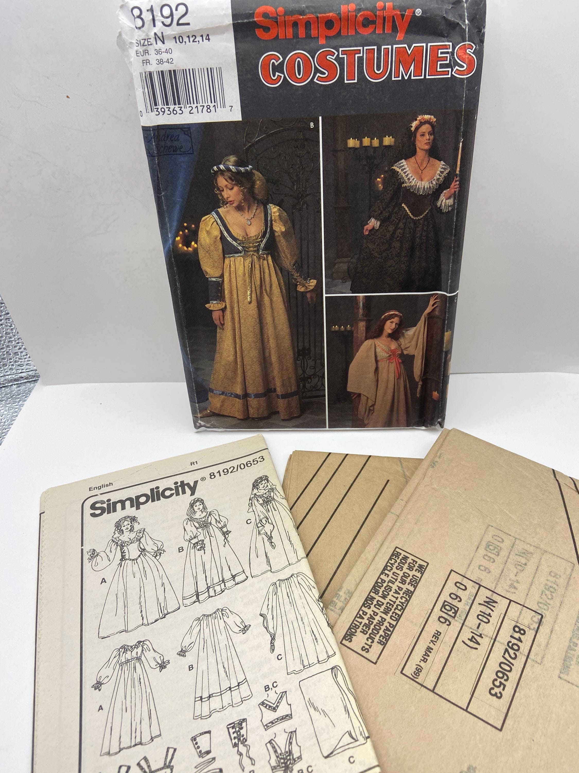 Vintage Simplicity 8192 Sewing Pattern | Misses Renaissance Gown ...