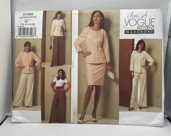 Vogue Patterns V1166 Misses' Jacket, Top, Skirt, and Pants Sewing Pattern Size EE (14-16-18-20) Uncut, Classic Career Fashion