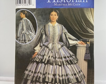 Patrón de costura Vintage Simplicity 9761 para vestido de la época de la Guerra Civil, cosplay de la época anterior a la guerra, Martha McCain, sin cortar, talla FF, tallas HH 6-12