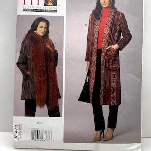 Vogue 1478 Duster & Jacket Sewing Pattern Sandra Betzina Today's Fit Lined Open Front Coat Unct Factory Folded