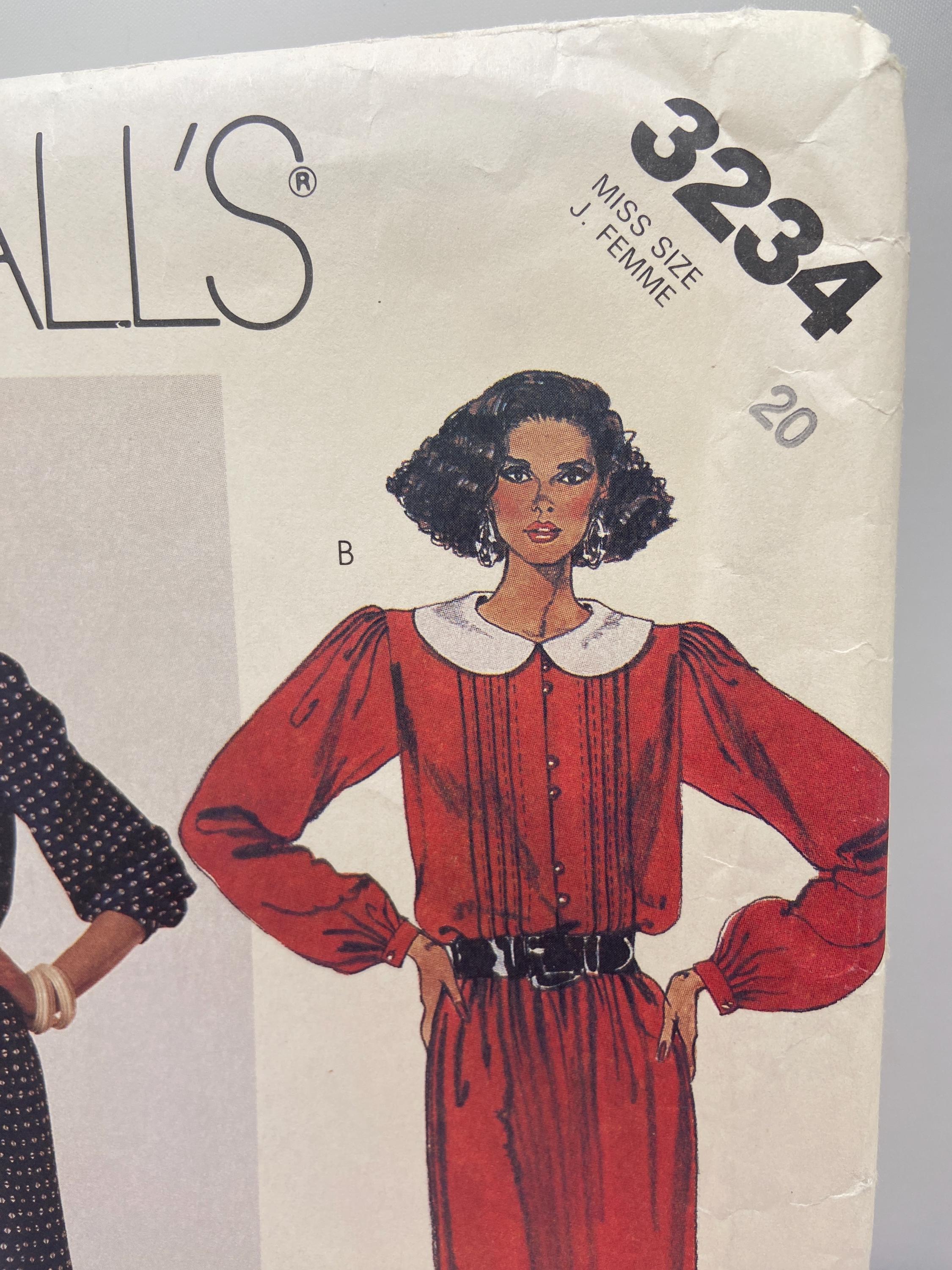 Vintage 80s Mccall's 3234 Dress Sewing Pattern, Ruffled Collar, Petite ...