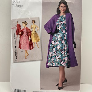 Simplicity 8731 Sewing Pattern 1950s Vintage Dress &  Lined Coat Uncut FF Size 14-22 R5 Retro Mid Century Marvelous Mrs Maisel Cosplay