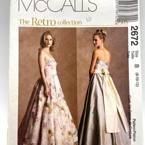 McCall's 2672 Vintage Symönster Retro 1950-tals Axelbandslös Aftonklänning Klänning Storlek B (8-10-12) Oklippt Fabriksvikt Bal Bröllop