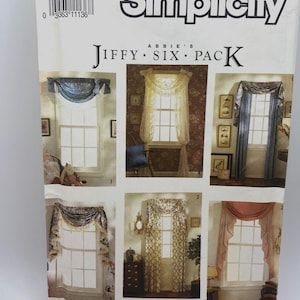 Vintage Simplicity 7204 Abbie's Jiffy Six Pack Window Treatments Valance Curtains Sewing Pattern Uncut Factory Folded Cottagecore