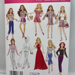Vintage 2004 Simplyicity 4702 Schnittmuster - 11,5&quot; Fashion Doll Kleidung Barbie Size Garderobe Andrea Schewe Design Uncut FF