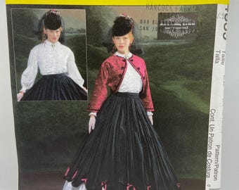 Patrón de costura vintage McCall's 4339 para blusa, chaqueta y falda de la Guerra de Secesión, para mujer, traje de bella sureña de la década de 1860, sin cortes