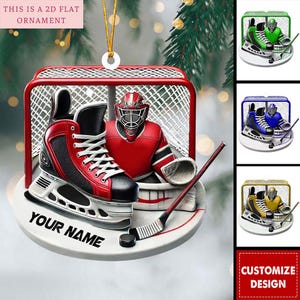 Personalized Ice Hockey Christmas Ornament, Ice Hockey Ornament, Custom Ice Hockey Hanging Ornament, Ice Hockey Lovers Gift, Xmas Decor