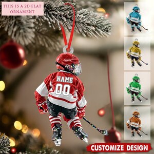 Personalized Kid Hockey Christmas Ornament, Custom Kid Hockey Hanging Ornament, Hockey Lovers Gift, Kid Hockey Gift, Hockey Player Keepsake
