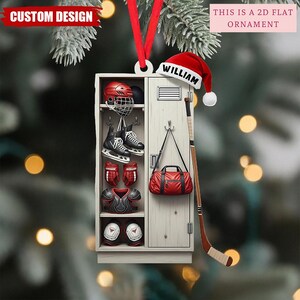 Personalized Hockey Closet Ornament, Hockey Player Gift, Custom Sports Flat Acrylic Ornament, Hockey Christmas Ornament, Hockey Lover Gift