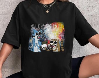 Reguläre Show Lustecai und Rigby Sugar T-Shirt, regelmäßige Show Shirt Fan Geschenke, regelmäßige Show Vintage Shirt, regelmäßige Show Cartoon Channel Shirt