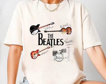Instruments The Beatles Signature T-Shirt, Rock Band The Beatles 90s Vintage Shirt, The Beatles Fan Gift Shirt, The Beatles Merch T-Shirt