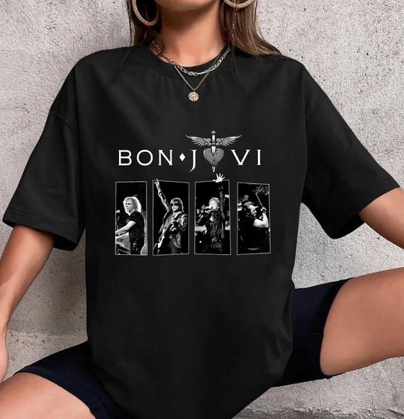 Bon Jovi Rock Band Graphic T-shirt, Bon Jovi 80s Vintage Shirt, Bon Jovi Concert Shirt, Graphic Bon Jovi Band Shirt, Bon Jovi Shirt Fan Gift