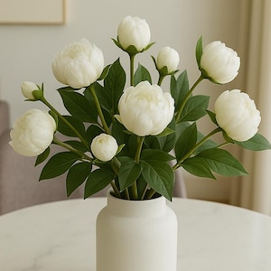 Silk Peony Flower Arrangement: Realistic Faux Floral Décor, 47cm